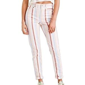 American Eagle Pastel Colored Striped High Waist Mom Jeans 2